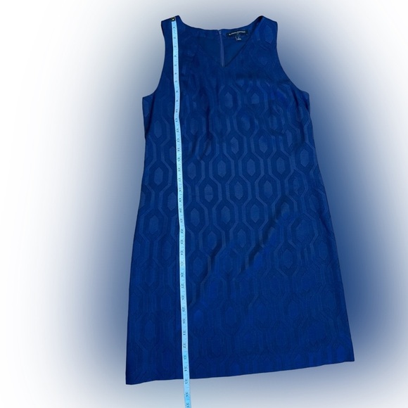 Banana Republic Sleeveless Diamond Jacquard Shift Dress Deep Sea Blue - Size 4 - Picture 10 of 11